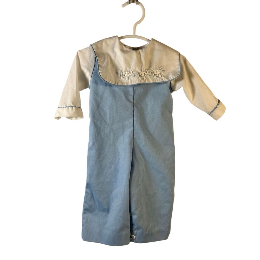 Nursery Rhyme 0-3m xs infant romper vintage blue jumper USA sailor suit Peter pa